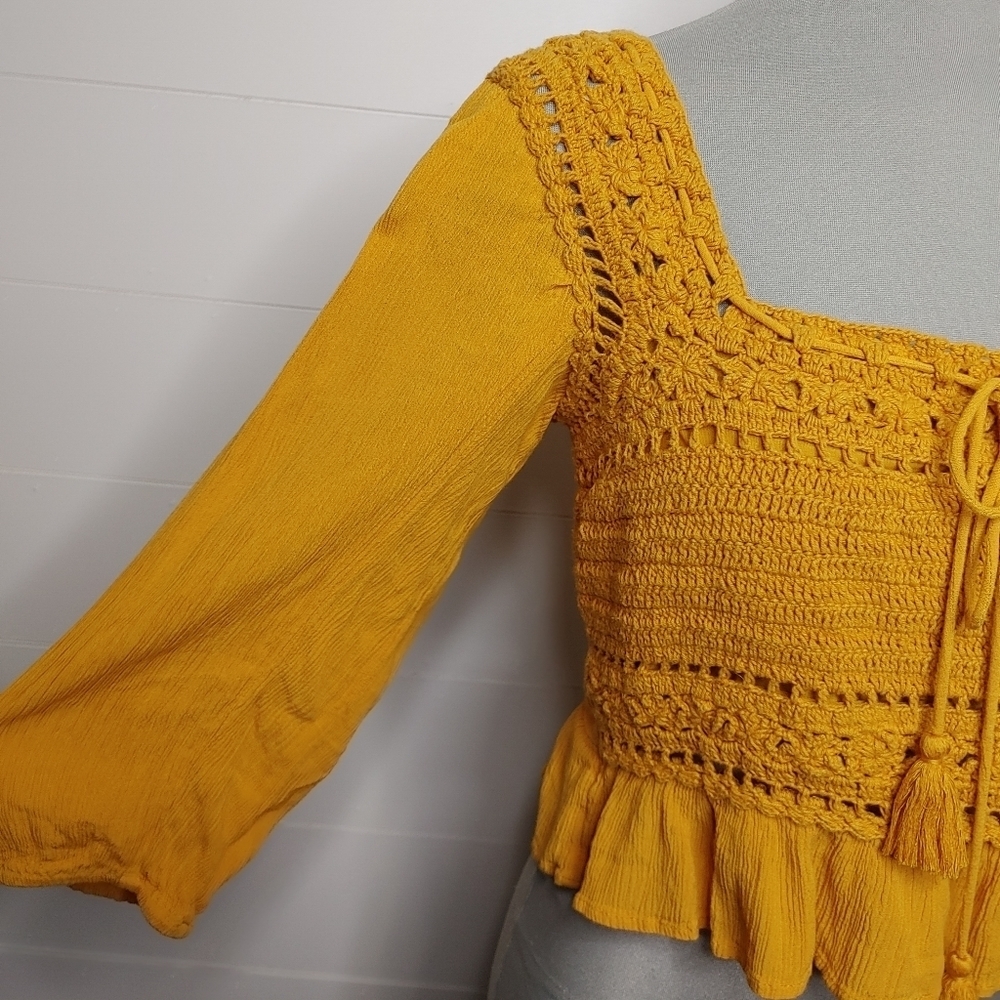 Aeo boho crochet cropped top S - Picture 5 of 11